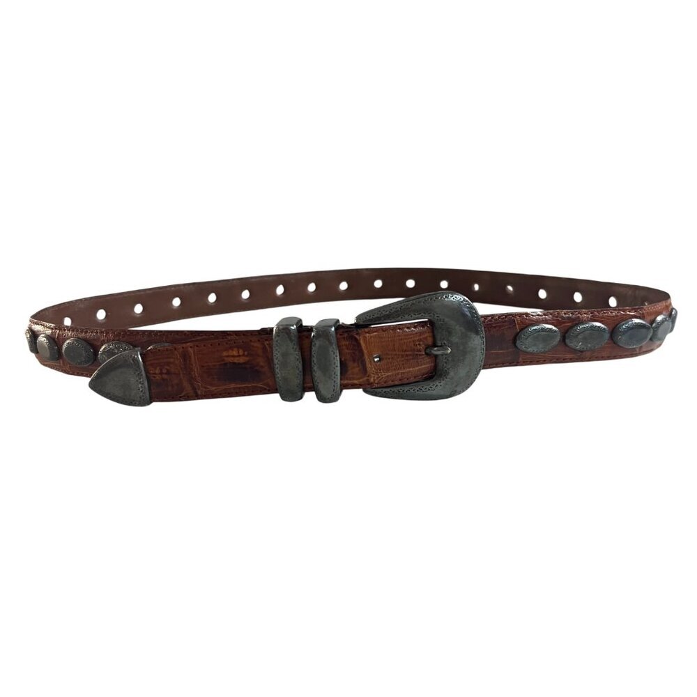 Richard Gampel Belt, Brown Vintage, Crocodile, Made in France, Brown Belt 38"